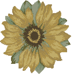 Miniature Cross Stitch Pattern - Yellow Flower - Area Rug - Click Image to Close